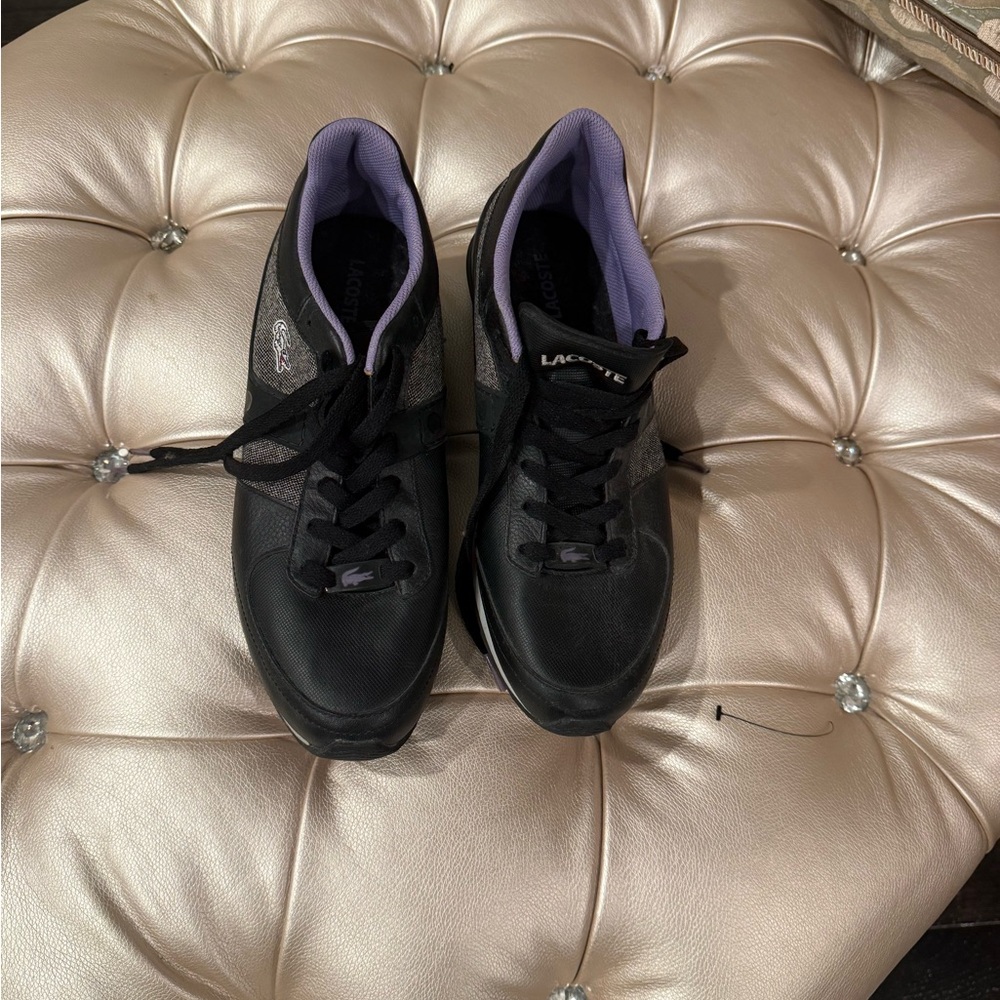 Lacoste Black Sneakers with Purple Highlights